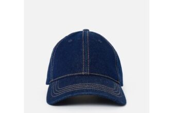 Dark Blue Cherry Motif Denim Cap Hat