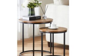 Dark Brown Vida Designs Brooklyn Nest of 2 round Tables