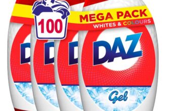 Daz Gel Laundry Detergent, 100 Washes – 875ML X 4 (£12.24 Max S&S)