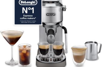DeLonghi Dedica Duo EC890.M, Traditional Barista Pump Machine, Espresso And Cold Brew, Manual Coffee Machine With My LatteArt Steam Wand, 15cm Wide, 2 Espresso, Touch Display, Mug up to 13cm, Metal