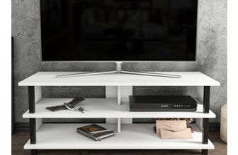 Decorotika Pueblo 4 Shelf Black and White Wide TV Unit