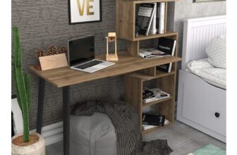 Decorotika Vina Walnut Study Desk with Bookshelf