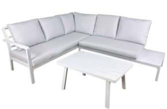 Dellonda Kyoto 3 Piece Aluminium Outdoor Corner Sofa Set, White – DG53 – Sold by Dellonda / FBA
