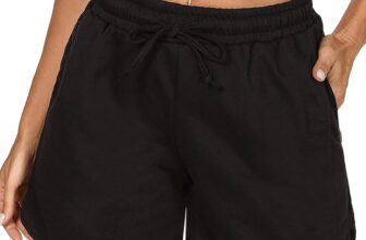 Demegimi Womens Running Shorts Cotton Bermuda Gym Sweat Shorts High Waisted with Pockets Workout Cycling Athletic Hiking Jogging