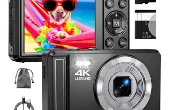 Digital Camera 4K 64MP Autofocus with Micro SD Card, 2.8