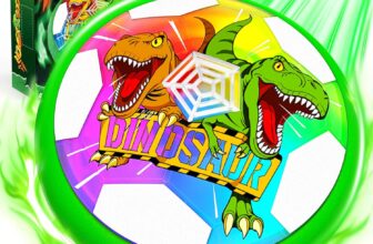 Dinosaur Hover Football with LED Lights, Football Gifts for Boys Age 3-9 Dinosaur Toys Gifts for 3-9 Year Old Boys Air Power Glow Soccer Toy with Soft Foam Bumper – Easter Gifts for Kids