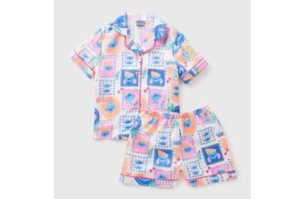 Disney Stitch Girls White Satin Short Pyjama Set (5-8yrs)