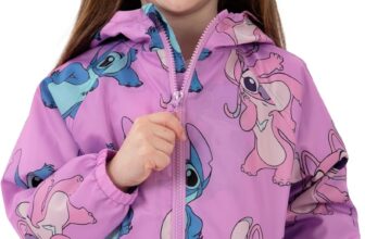 Disney Stitch Jacket, Lilo And Stitch Girls Rain Jacket, Girls Raincoat, Angel Raincoat For Kids, Ages 5 To 13 Years