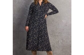 Ditsy Floral Notch Neck Midaxi Shirt Dress