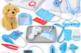 Doctor Set for Kids 3-5 – Pretend Role Play Medical Set Toys for Boys Girls Vet Kit with Dog, Stethoscope, Dress Up Costume & Carrying Bag, Birthday Gifts for Toddlers