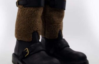 Dolce & Gabbana Mens Black & Brown Leather Shearling Panel Buckle Strap Boots (6-8)
