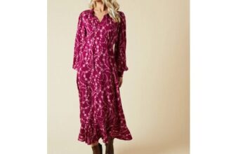 Dorothy Perkins Berry Floral Lace Yoke Midi Dress
