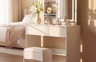 Dressing Table with LED Lighting Mirror, 3 Lighting Modes Adjustable Brightness,Vanity Table,Makeup Desk with 2 Drawers, Modern White Dressing Table