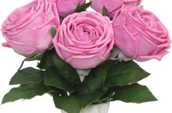 DuHouse 5 Pcs Real Touch Artificial Roses, Silk Fake Rose Flowers Bouquet for Home Wedding Table Decorations, Faux Roses for Vase Display, Valentines Day, Party, DIY Crafts(Pink)
