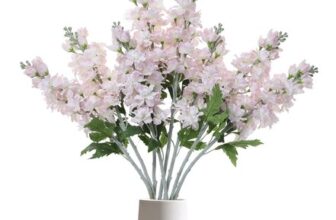 DuHouse 5Pcs Delphinium Larkspur Silk Flowers Blush Centerpiece