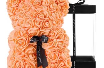 DuHouse Rose Bear 10-Inch Handmade Teddy in Gift Box