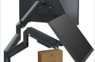 Dual 32-Inch Monitor Arm Desk Mount Height Adjustable VESA Gas Spring with Cable Management – Black Dual Monitor Arm Limited Stock