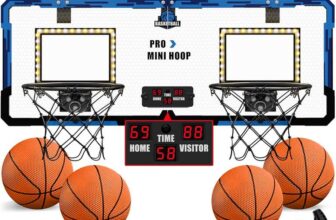 Dual Basketball Hoop for Kids 2 Player Indoor Mini Hoop with 4 Balls, Scoreboard and Pump – Black (limited stock)