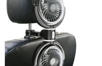 Dual-Head USB Car Fan for Back Seat, 360 Rotatable