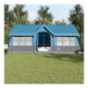 Durable Camping Tent with Windows Blue 12-Person Waterproof