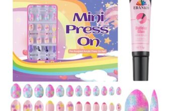 EBANKU 72Pcs Kids Press-on Nails, Colorful Butterfly Design
