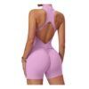 ECUPPER Women Backless Jumpsuit Yoga Bodysuit Sakura Pink XL