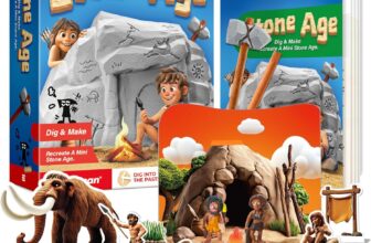EDUMAN Stone Age Fossil Dig Kit for Kids, Dig Up 10 Prehistoric Fossils, Fossil Hunting Kit for Kids, Archaeology Excavation Kit STEM Educational Science Digging Kit Toy Birthday Gift for Boys Girls