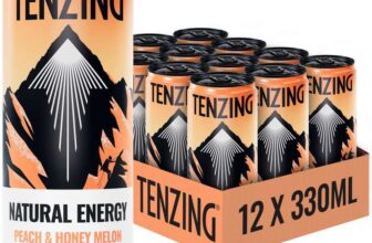 ENZING Natural Energy Drink, Plant Based, Vegan, & Gluten Free Drink, Peach & Honey Melon, 330ml (Pack of 12 Subscribe & £13.50
