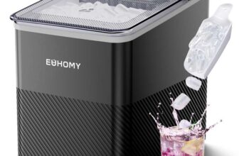 EUHOMY Countertop Ice Maker with One-Touch Control and Automatic Cleaning