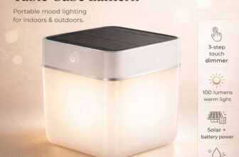 EXCLUSIVELUTEC Table Cube Solar Powered LED Portable Lantern – 3 Step Dimmer – IP44 Rated free shipping w/code