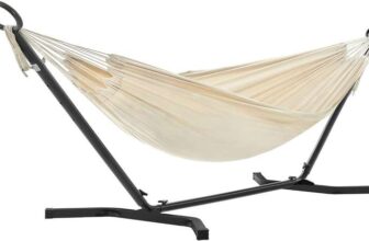 EXCLUSIVESongmics 210 x 150cm Double Hammock with Stand (Beige / Grey) W/Code