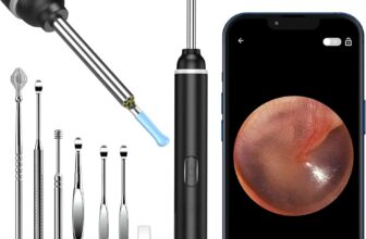 Ear Wax Removal Kit, 1920P HD Ear Cleaner with Camera Ear Wax Remover Tool, WiFi Otoscope with 6 LED Lights & 8 Ear Spoons, Visual Ear Scope for iPhone iPad Android Adults Pets(Black)