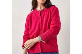 East Ember Cashmere Crew Neck Cardigan Pink