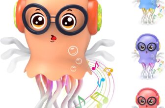 Easter Dancing Jellyfish Baby Toy, Crawling Jellyfish Tummy Time Toy with Musical Light for 3 4 5 6 7 8 Year Old Boy Girl Kids Birthday Gifts, Baby Sensory Sound Toys Toddler Gffts