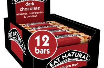 Eat Natural – Gluten free bars – Cranberries, Almonds, Coconut and Dark Chocolate – 12 bars of 40g