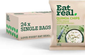 Eat Real Quinoa Chips, Sour Cream & Chive, 24 x 20g, Gluten-Free, Vegan-Friendly Plant-Based Snacks