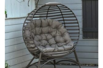 Egg Chair with Cushion Steel Frame and Side Pocket for Indoor Outdoor