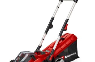 Einhell 36V Cordless Lawnmower, 34cm Cutting Width, 30L Grass Box, 5 Cut Heights, 2x Batteries & Chargers, Up To 300m², RASARRO 36/34