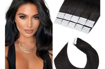 Elailite Tape-in Hair Extensions, 40 Pcs, Remy, 12-Inch Natural Black