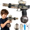 Electric Water Gun for Adults Kids, Automatic Squirt Watergun Pistol with Led Lights, Summer Outdoor Pool Beach Party Toys, Grey