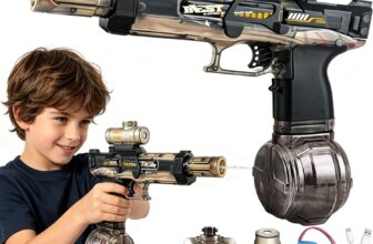 Electric Water Gun for Adults Kids, Automatic Squirt Watergun Pistol with Led Lights, Summer Outdoor Pool Beach Party Toys, Grey