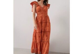 Embellished Frill Sleeve Ladder Midaxi Dress