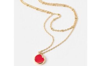 Emir Red Enamel Pendant Gold Tone Double Chain Necklace