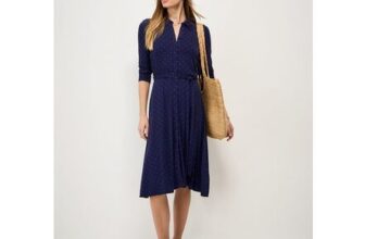 Emma Jersey Shirt Dress in Navy Spot