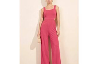 Enorsia Womens Tailored Cut out Wide Leg Jumpsuit
