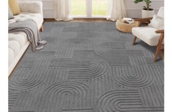 Enyhom Machine-Washable Grey High-Pile Rug 120 X 160 Cm