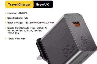 Essager 65W GaN Fast Charger (Converged Port), PD3.0, PPS, QC4.0, UK Plug – Black Sold By Essager Direct Sales Store