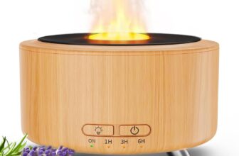 Essential Oil Diffuser 500ML for Home Flame Effect LED Light Wood