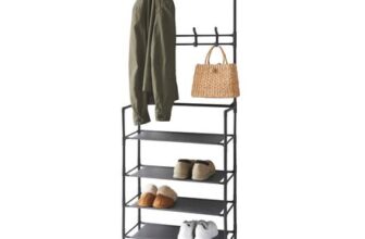 Essentials 16 Hook Garment Rack with Shelving