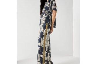 Et Vous Multi Floral Stripe Wide Leg Co Ord Trousers